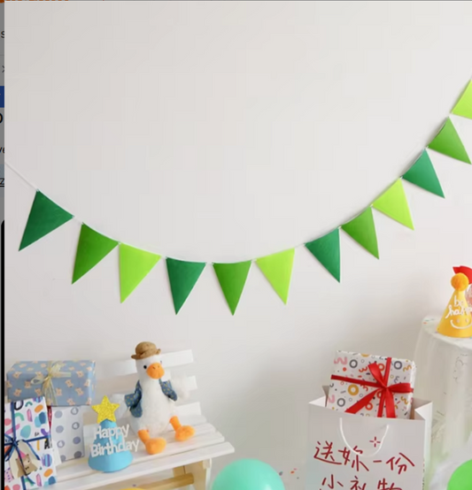 Green Felt Party Triangle Flag