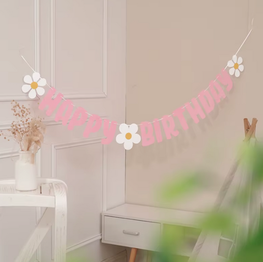 Daisy Pink HPBD Banner with