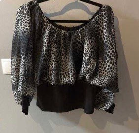 Sæt blússa grá/svōrt tiger S