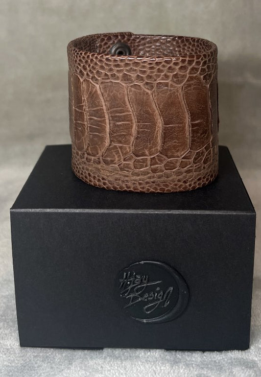 Strútsleður Armband Brúnt