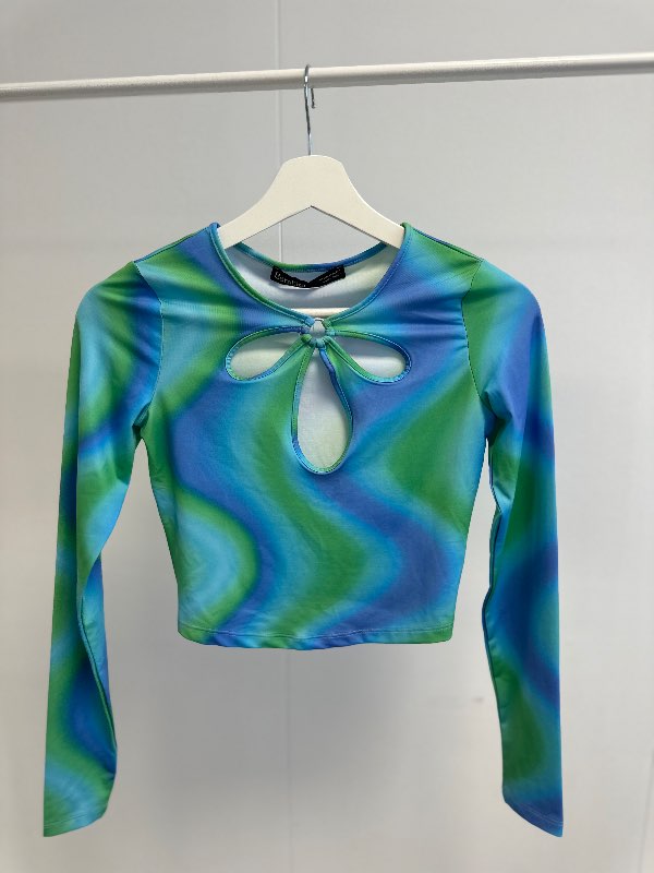 BERSHKA langerma (blár&grænn)