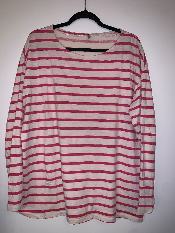 Röndótt bleik langermapeysa