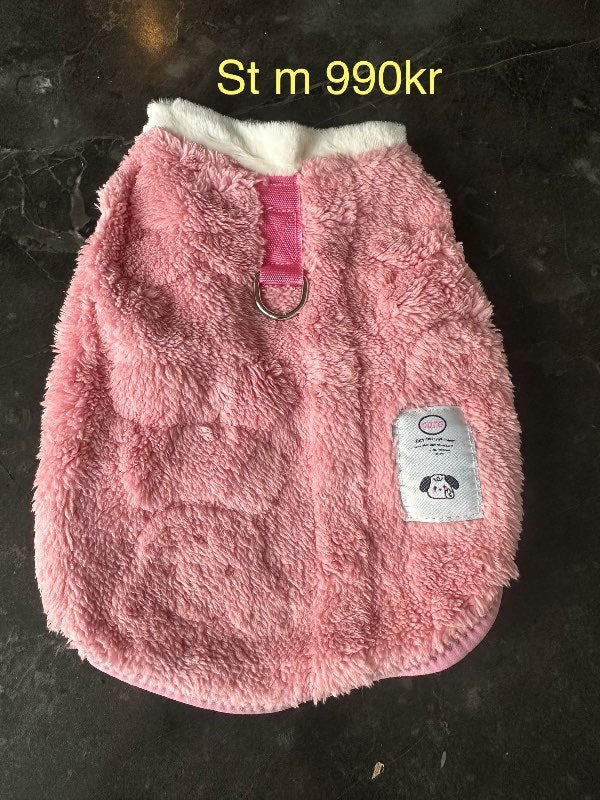 Bleik hundapeysa M mjúk krók