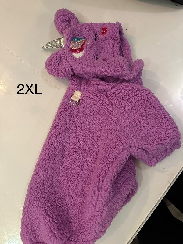 Einhyrninga peysa þykk fjólublá 2XL