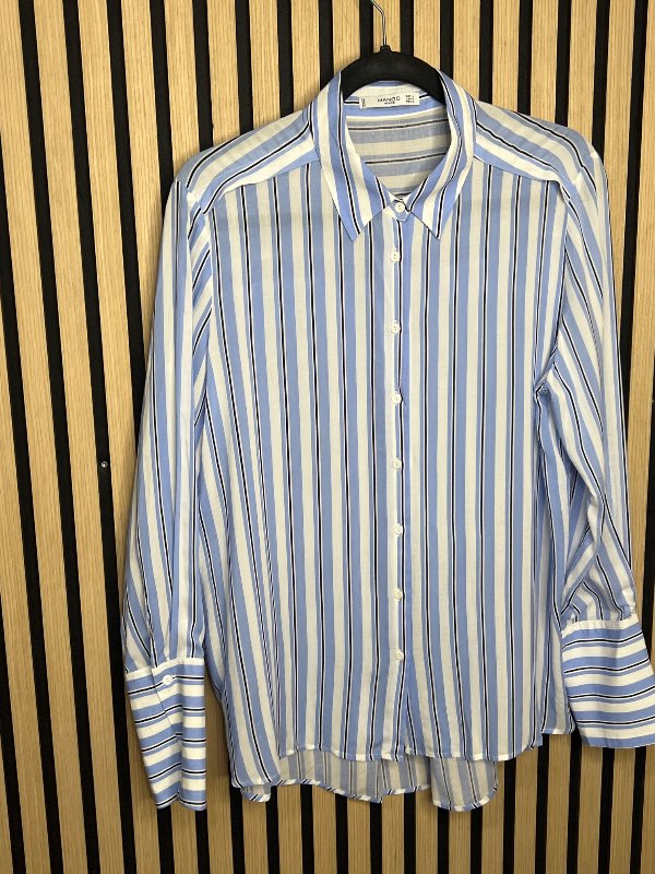 MANGO Skyrta rönd Bla/hv/sv