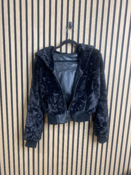 Reversable leather fur jacket