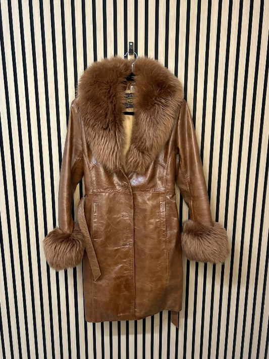 Ítölsk leður kápa síð