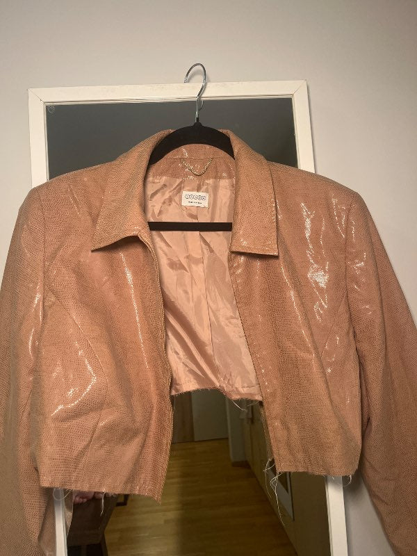 Brúnn cropped vintage jakki