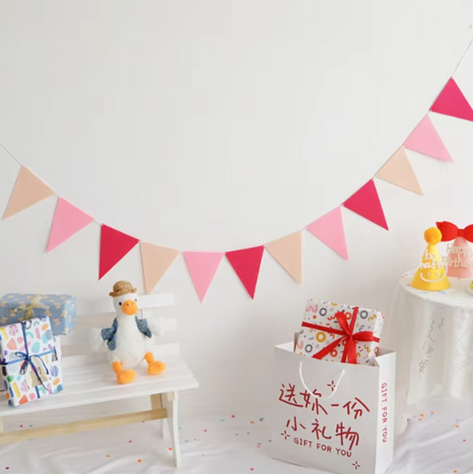 Pink  Felt Party Triangle Flag