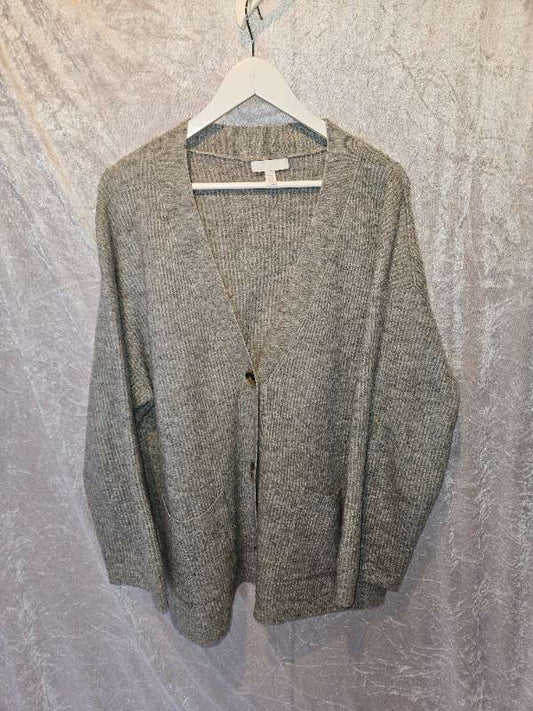 H&M Prjónapeysa grá/hneppt