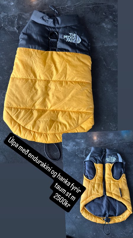 Gul+svört úlpa endurskin+krók