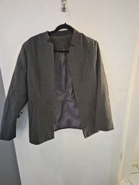 Grár Blazer með beinum kraga