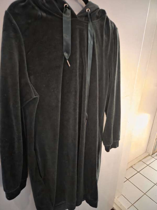 Grænn Velour hettukjóll