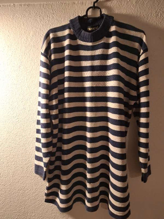 Síðerma peysa, blá/beige L