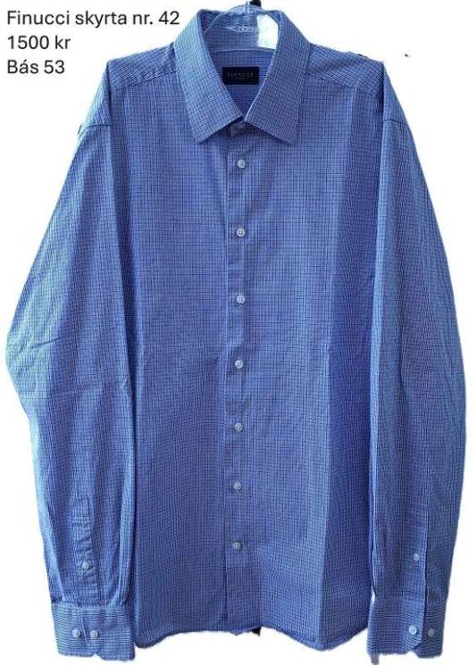 Finucci skyrta blá köflótt