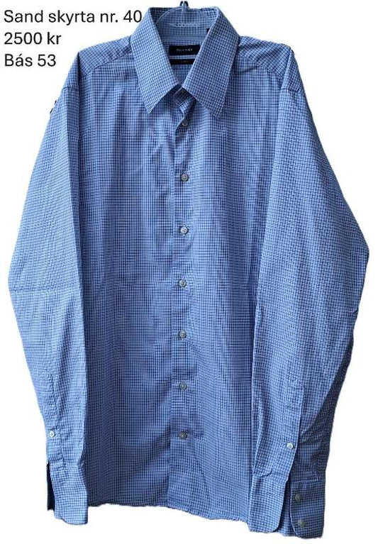 Sand skyrta blá/hvít köflótt