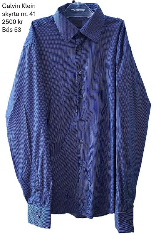 Calvin K skyrta blá röndótt slim fit