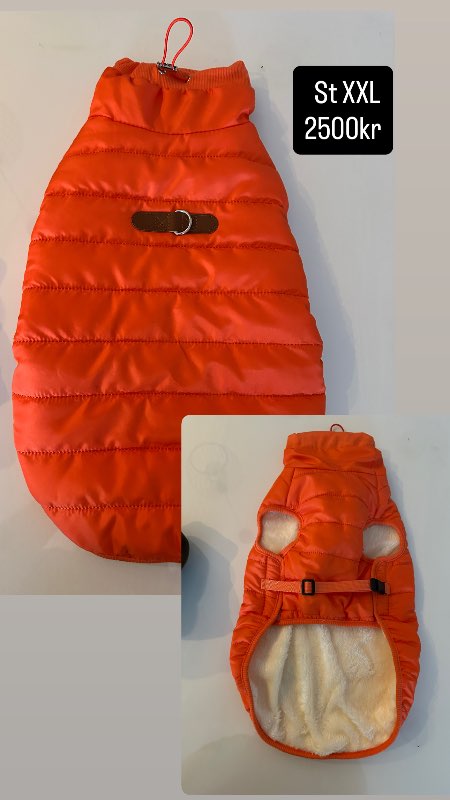 Þykk appelsínugul úlpa m.kraga XXL