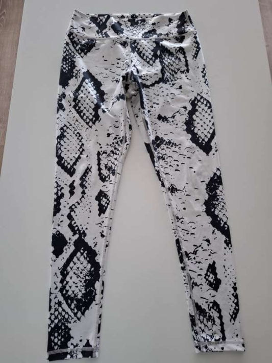 Leggings hvít/svart Large
