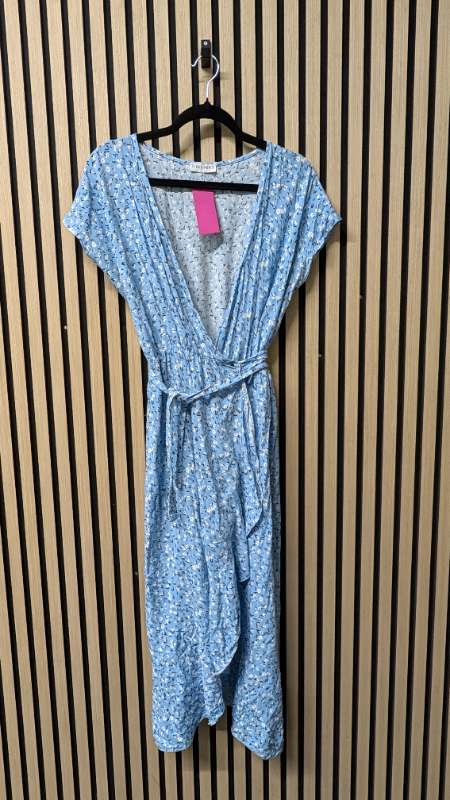 Blár blóma Wrap dress