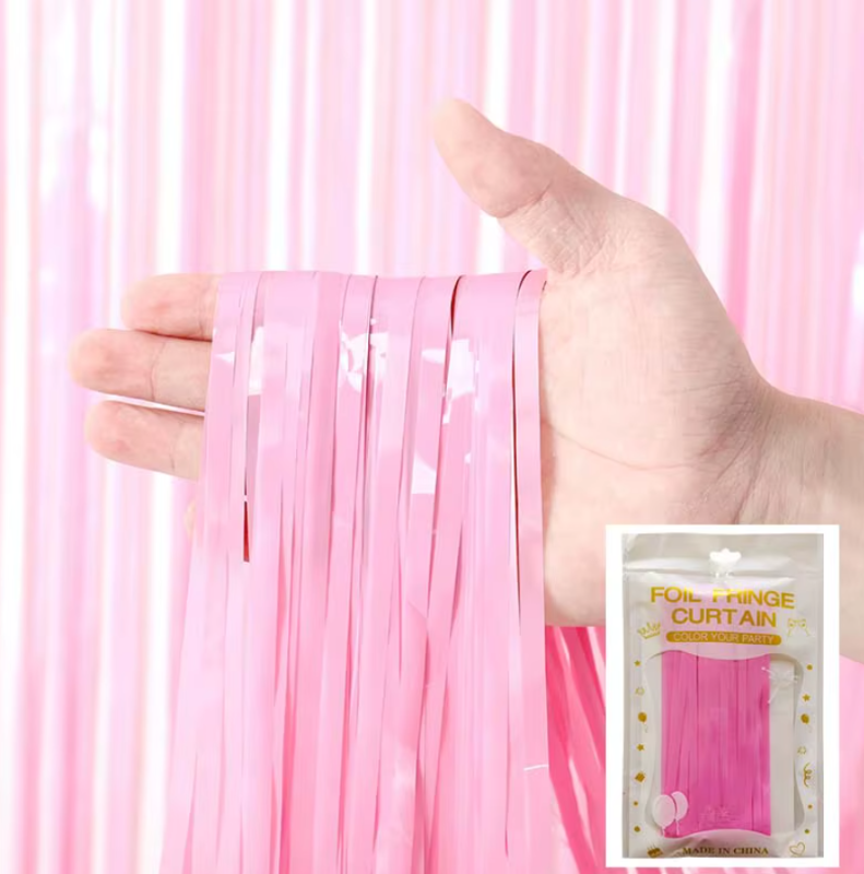 Macaron Pink 1*2M Foil Curtain