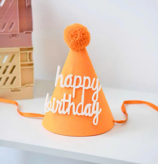 Birthday Hat Felt Orange