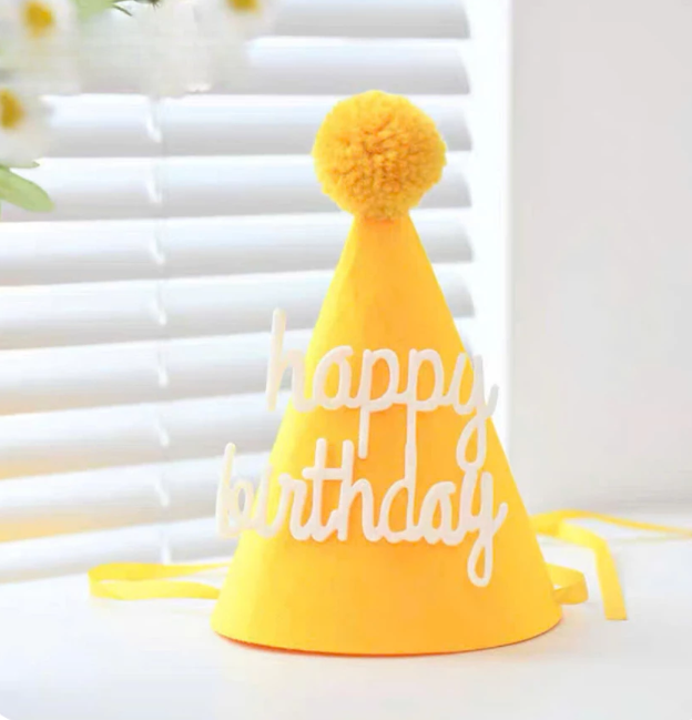 Birthday Hat Felt Yellow