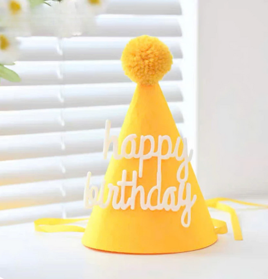 Birthday Hat Felt Yellow