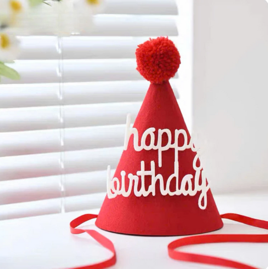 Birthday Hat Felt Red