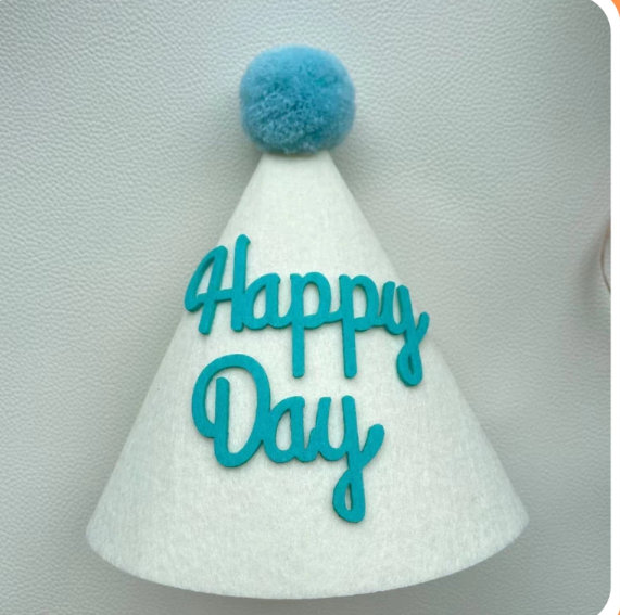 Hat Felt Blue letter