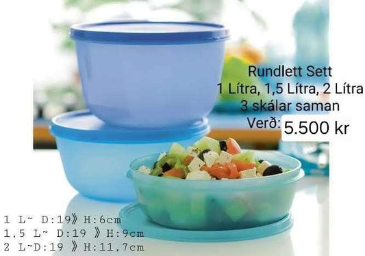 Tupperware 3 skálar með loki
