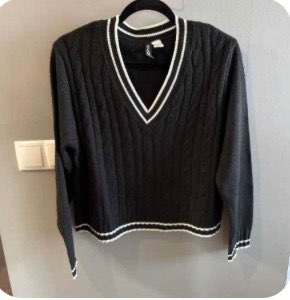 Sæt kaðla prjónapeysa M