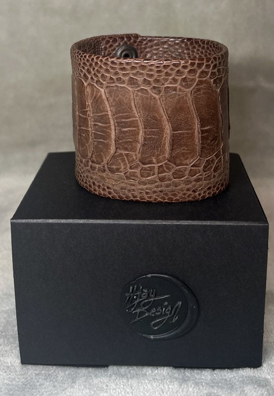 Strútsleður Armband brúnt