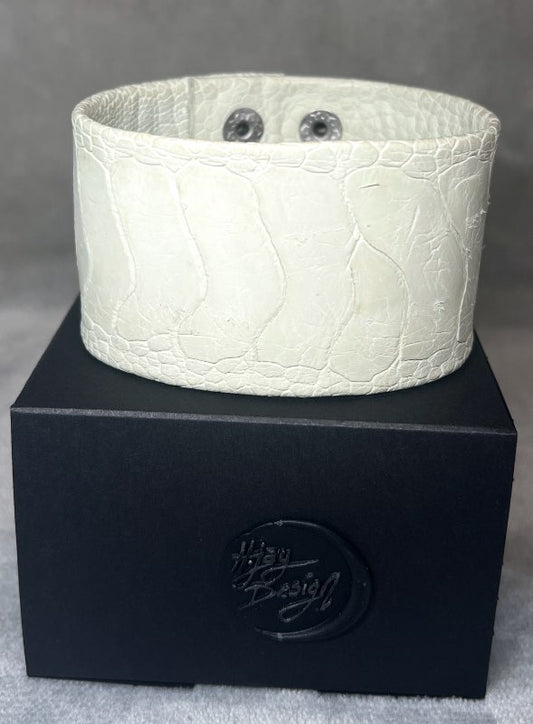 Strútsleður Armband Hvítt