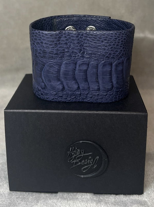 Strútsleður Armband blátt