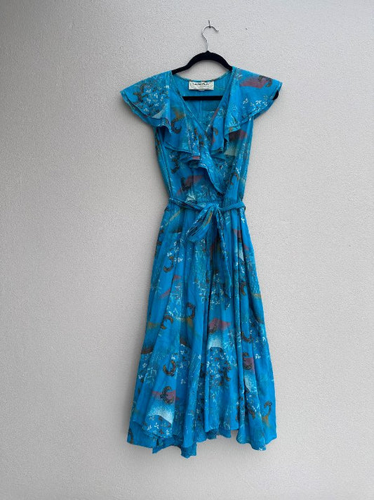 Vintage túrkisblár kjóll