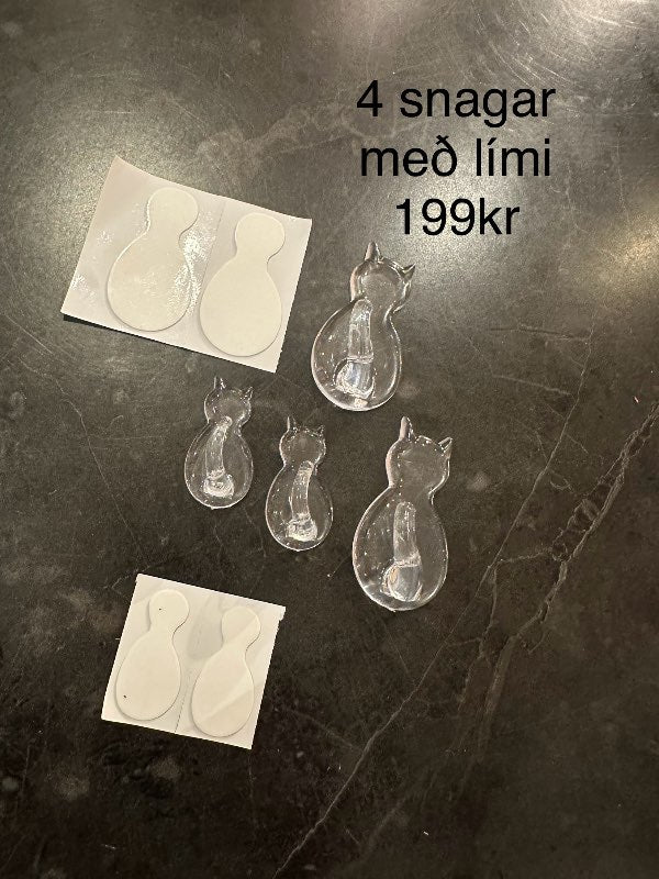 4stk kisu snagar glærir m.lími