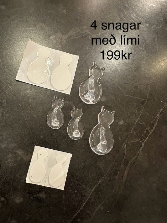 4stk kisu snagar glærir m.lími