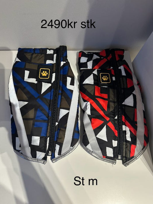 Blá munstruð úlpa vesti