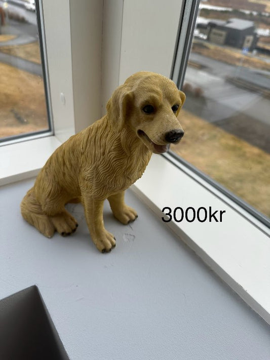 Ljós hundur golden stytta