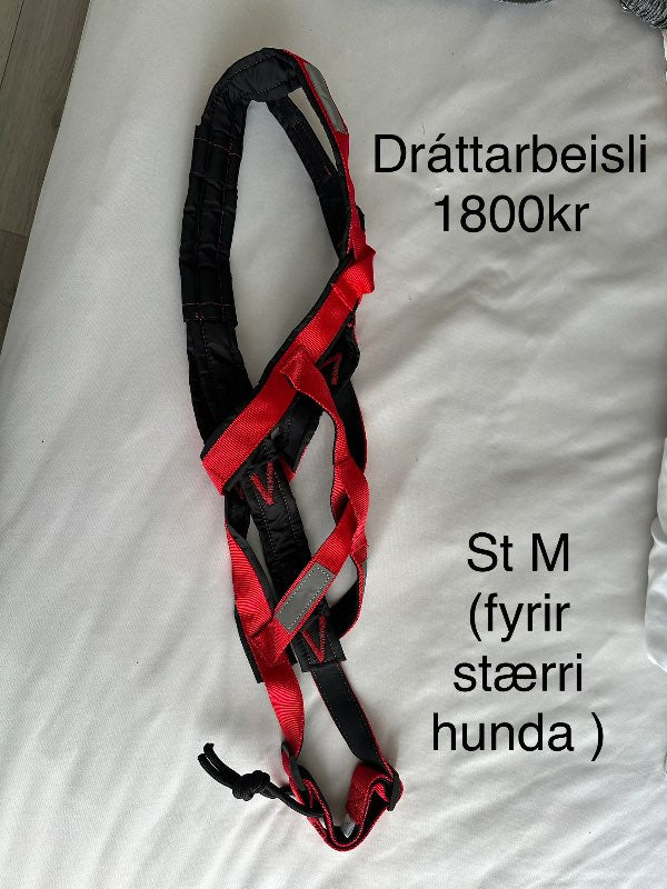 Dráttarbeisli hunda M fyrir stærri hunda rautt&sva