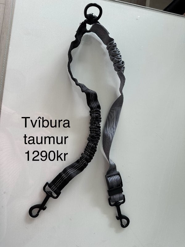 Tvíbura taumur með teyju hunda grár&svartur