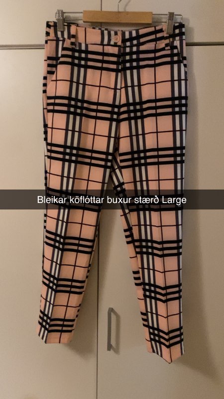 Bleikar köflóttar buxur