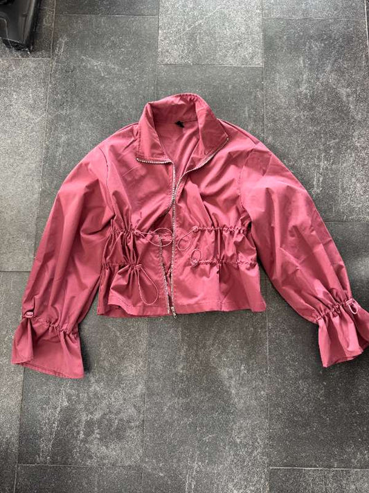 Bleikrauður cropped jakki