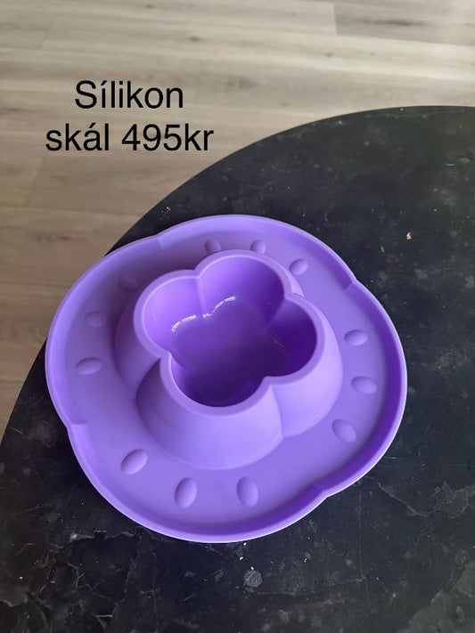 Fjólublá silikon skál m.mottu