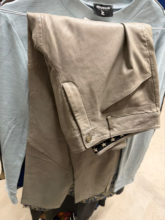 Leður buxur gráar