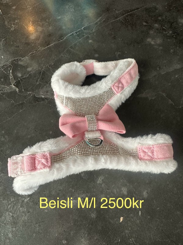 Beisli bleikt+loð+steinar M/L