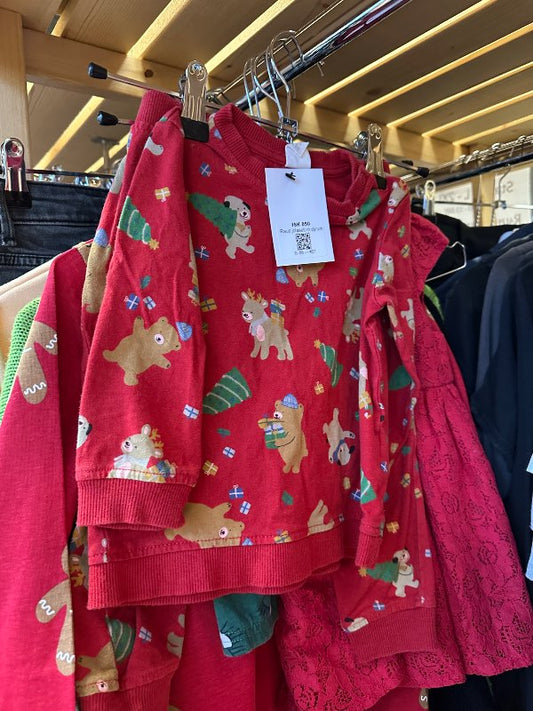 Rautt jólasett m.dýrum