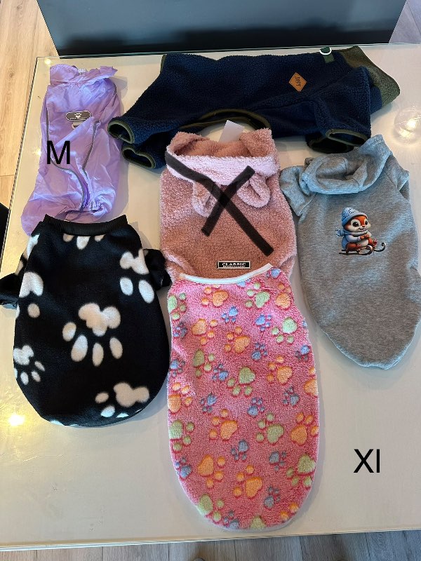 Grá hettupeysa með jólamynd hunda XL