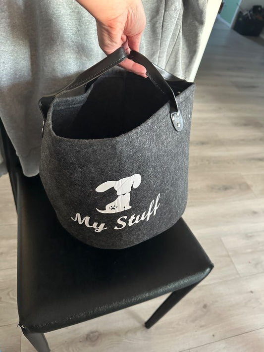 Grá dótakarfa hunda kringlótt